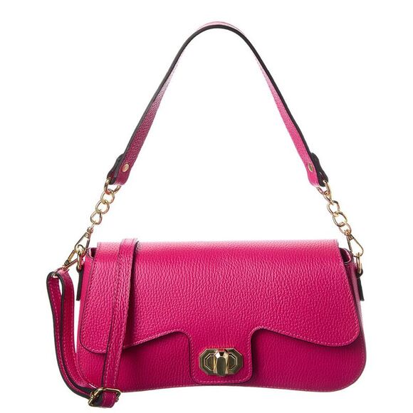 Italian Leather Handbags - Italian Leather Top Handle Bag, Pink